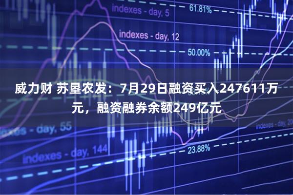 威力财 苏垦农发:7月29日融资买入247611万元,融资融券余额249亿元